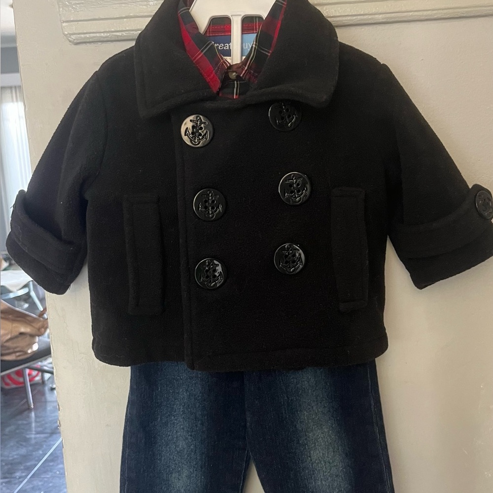 Classic Black Kids Peacoat